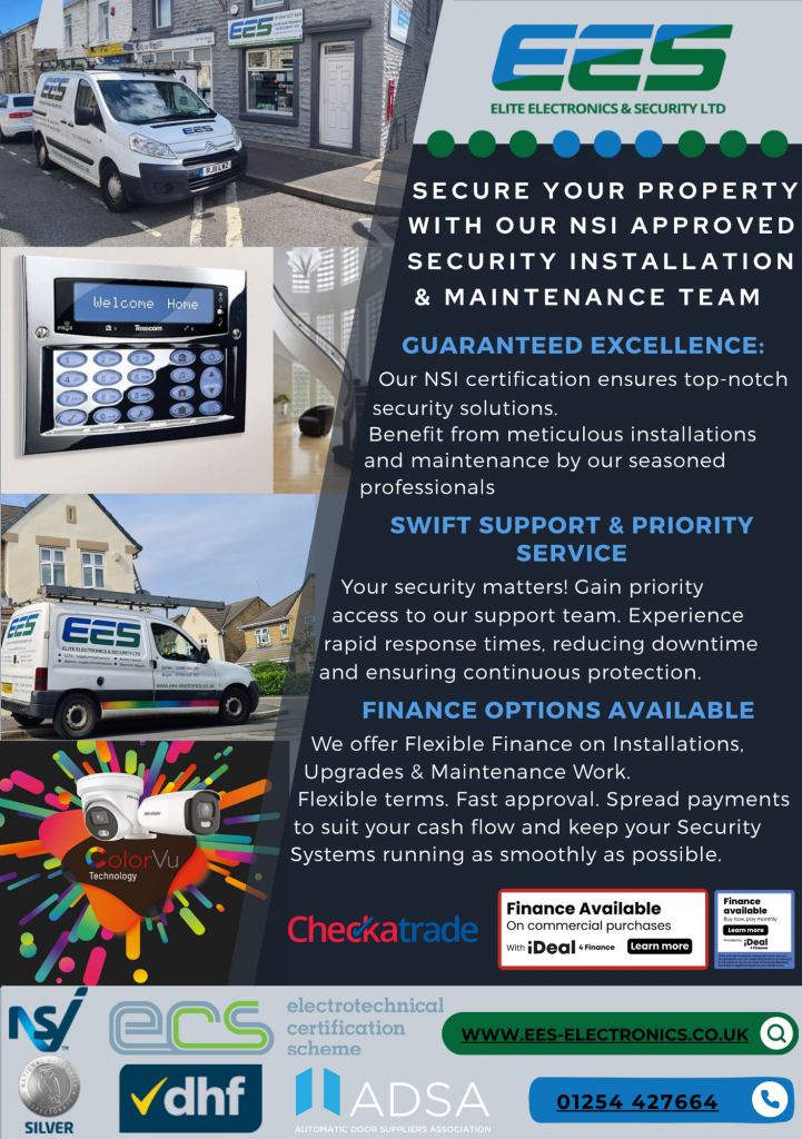 EES NSI approved security installation and maintenance services with CCTV, alarms and access control solutions in Lancashire.